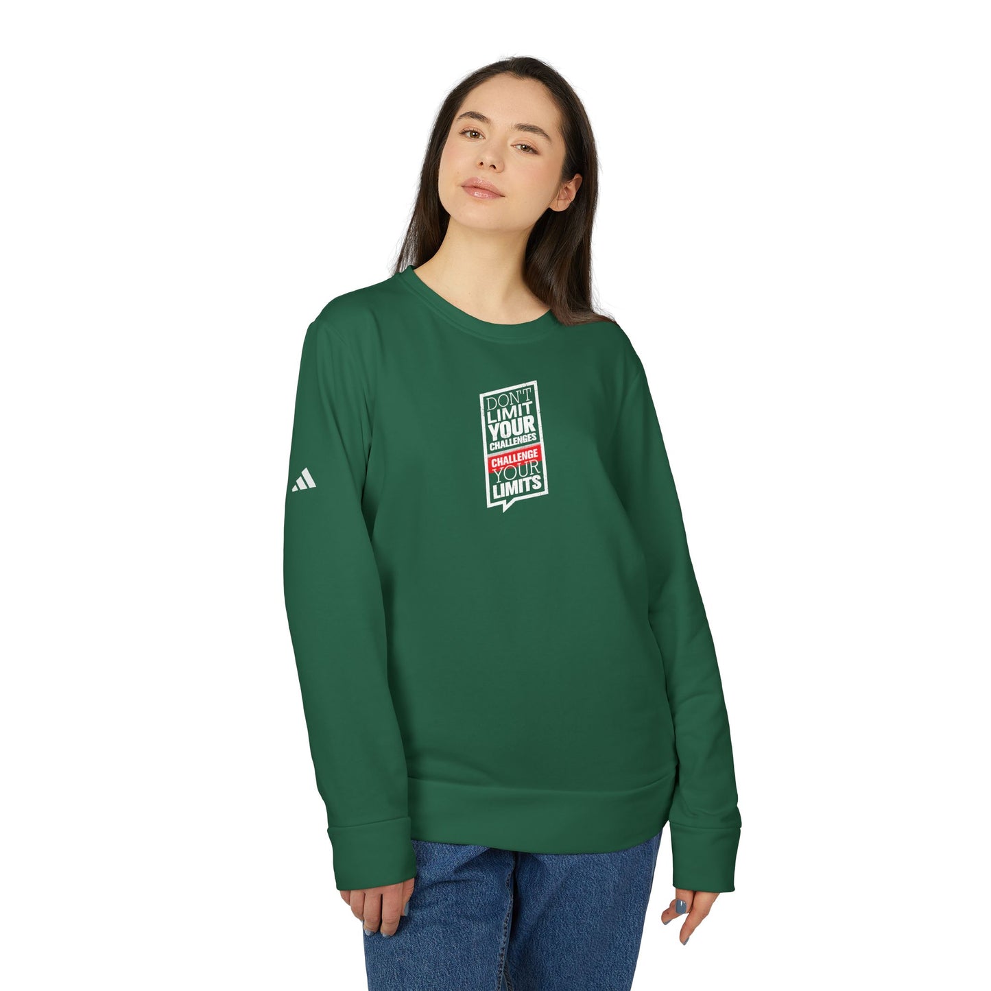 Don't Limit Your Challenges Challenge Your Limits Adidas Unisex Cozy Fleece Sweatshirt