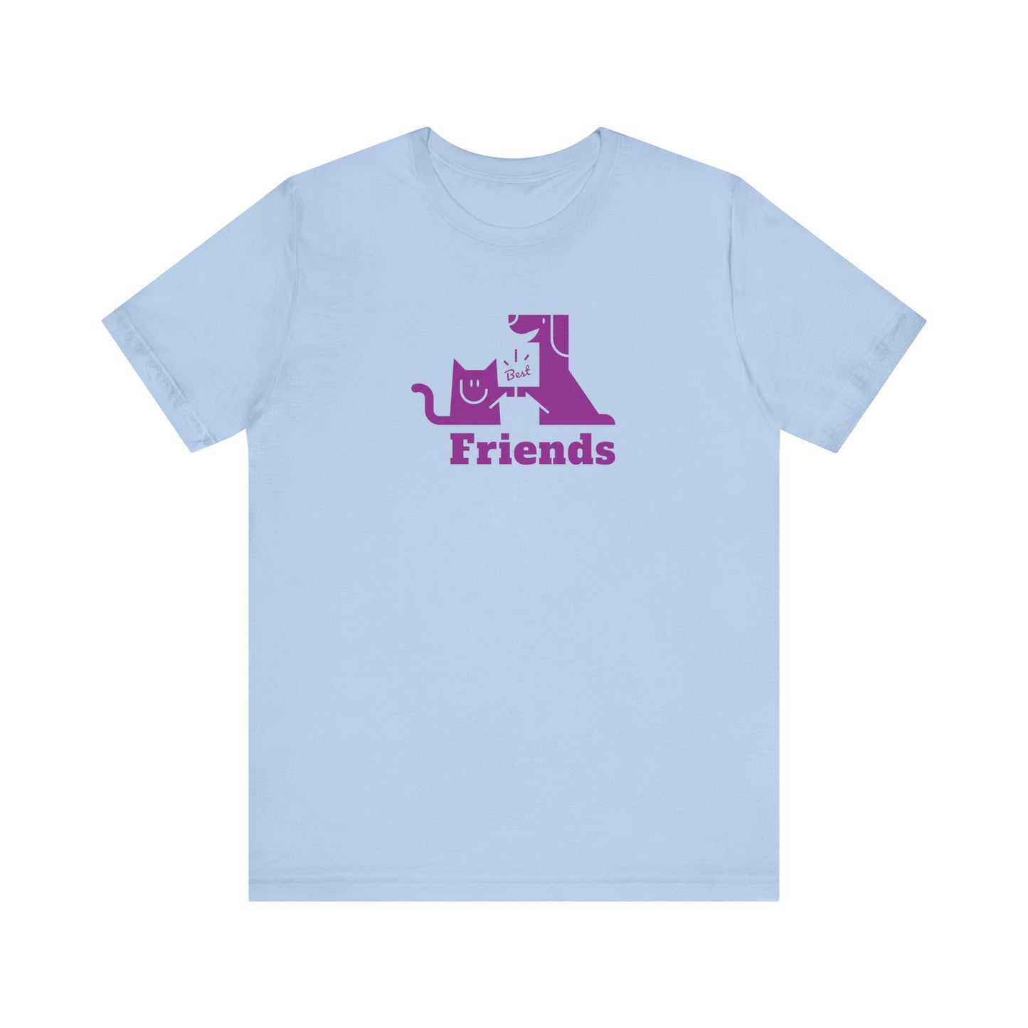 Unisex Jersey Short Sleeve Tee Cat & Dog Hi-5 Each Other Best Friends Purple Print