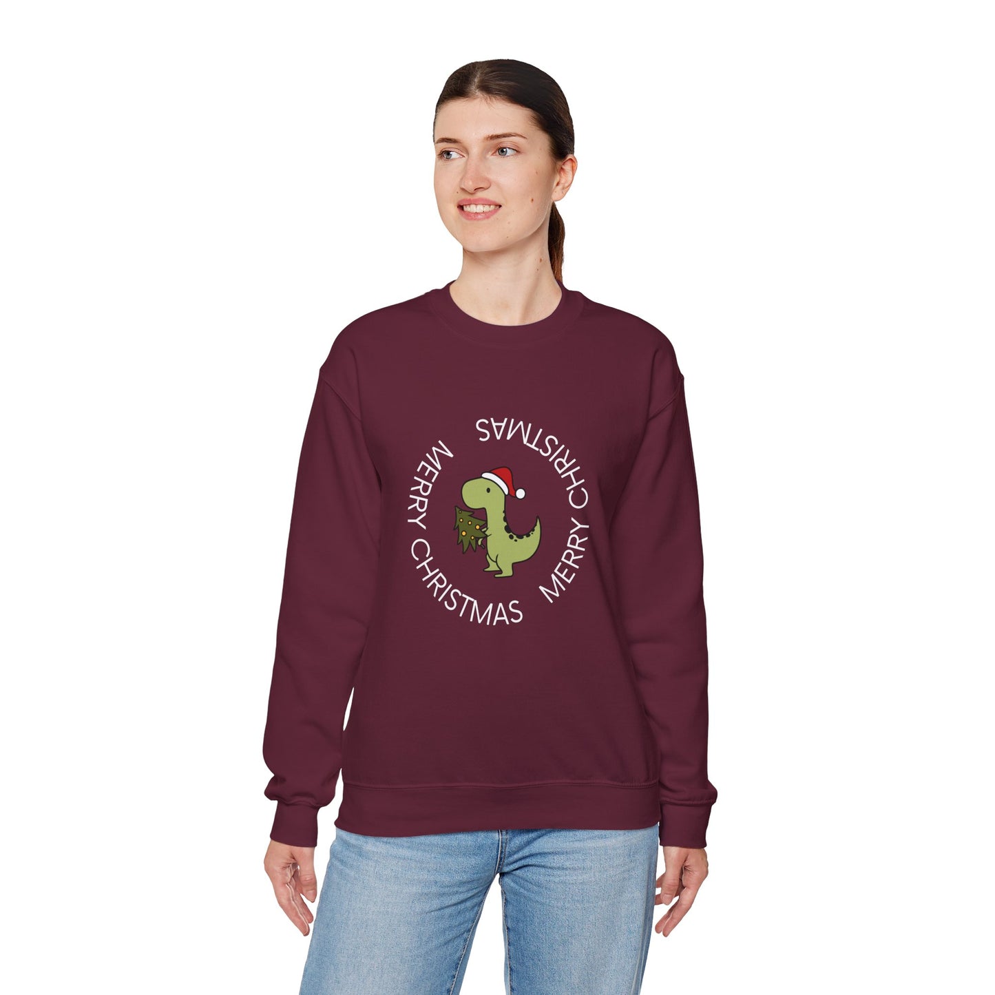 Dino-Merry Christmas 🎄🦖🎅 Unisex Heavy Blend Crewneck Sweatshirt