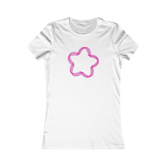 Women's Favorite T-Shirt "Geometric Petal Play" Whimsical 5-Petal Flower Pink Print