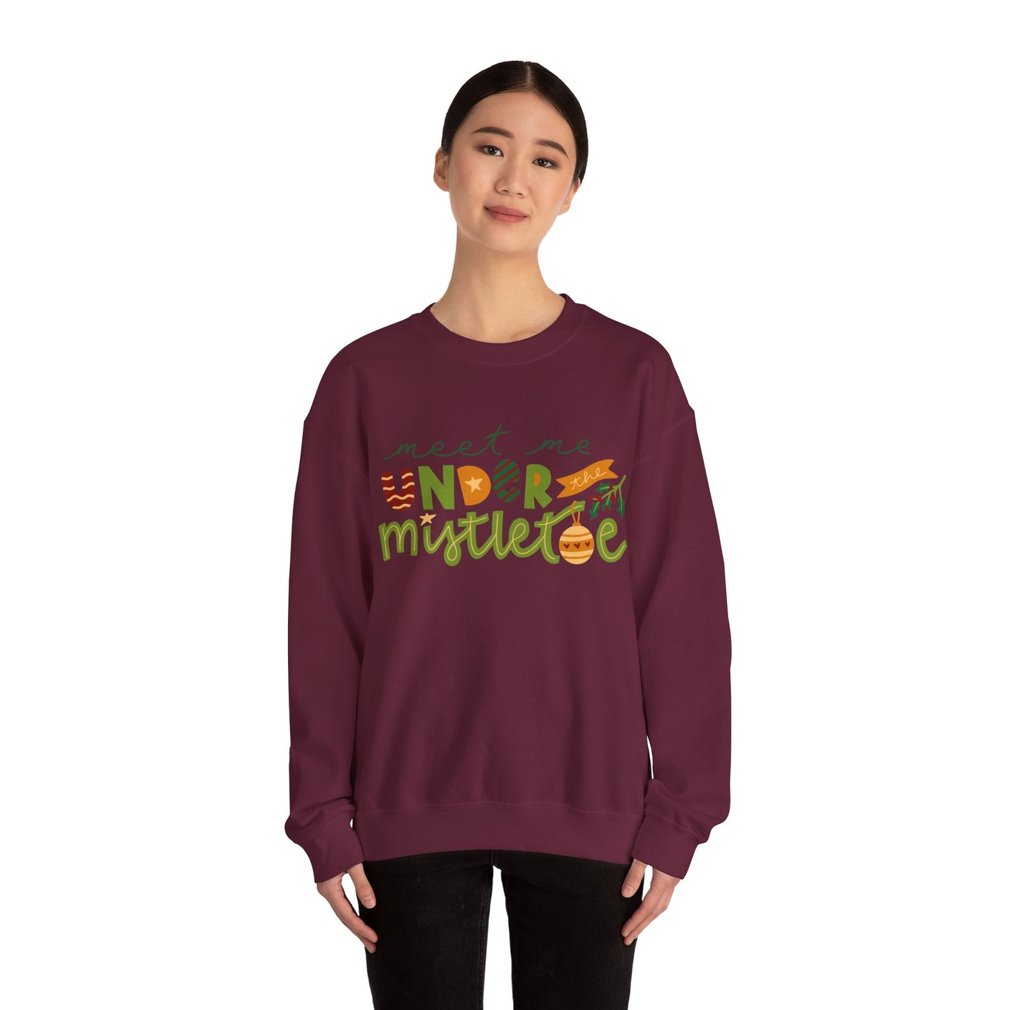 Unisex Heavy Blend Crewneck Sweatshirt Meet Me Under The Mistletoe 🎄💋✨