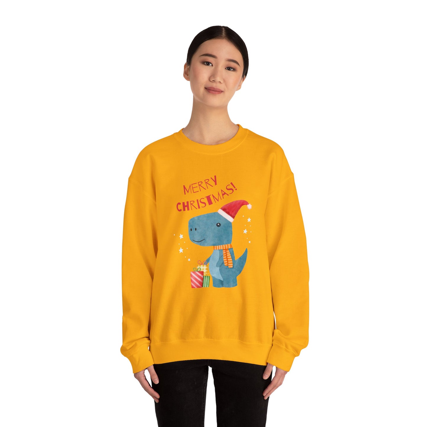 Unisex Heavy Blend Crewneck Sweatshirt Merry Christmas Dino 🎄🦖🎁