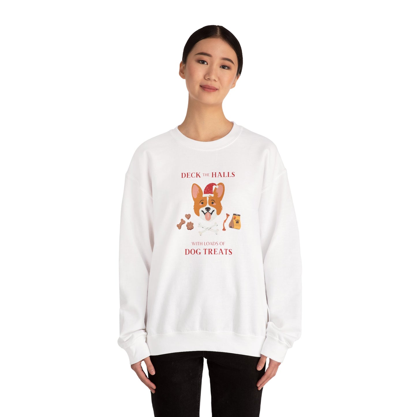 Deck The Halls With Loads Of Dog Treats 🐾🎄✨ Unisex Heavy Blend Crewneck Sweatshirt