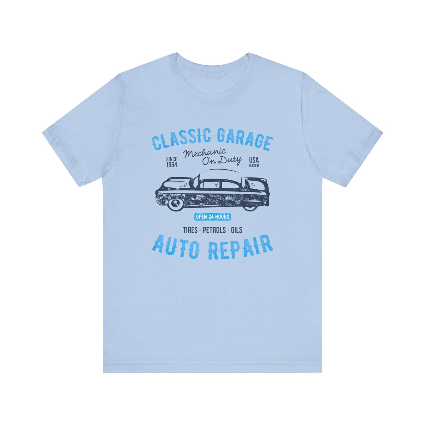 Unisex Jersey Short Sleeve Tee Classic Garage Auto Repair Blue Print