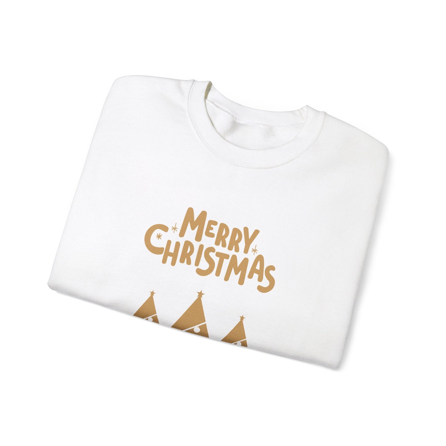 Unisex Heavy Blend Crewneck Sweatshirt Merry Christmas Gold Trees 🎄✨💛