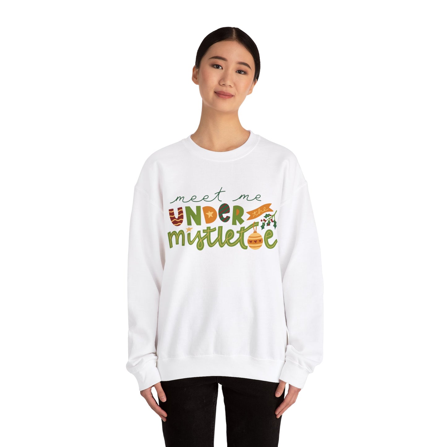 Unisex Heavy Blend Crewneck Sweatshirt Meet Me Under The Mistletoe 🎄💋✨