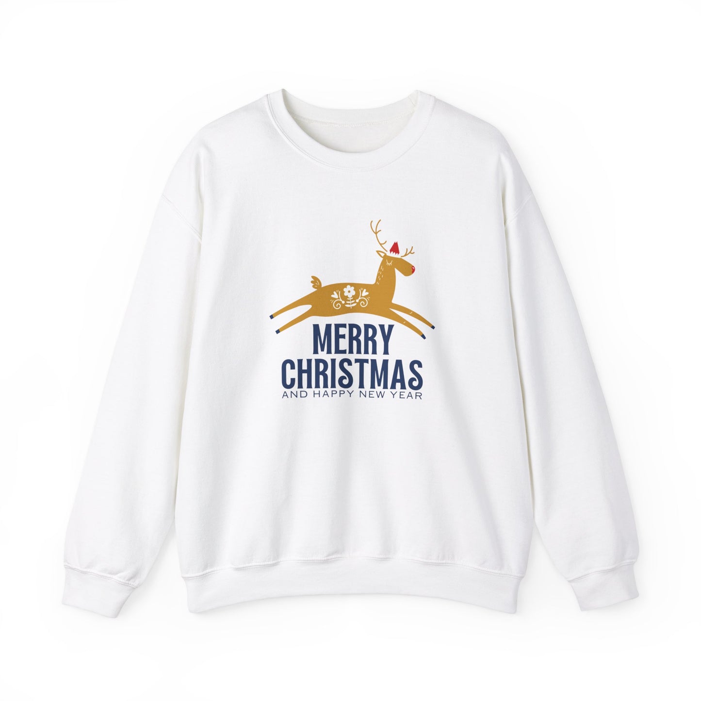 Unisex Heavy Blend Crewneck Sweatshirt Merry Christmas & Happy New Year Reindeer 🎄🦌✨