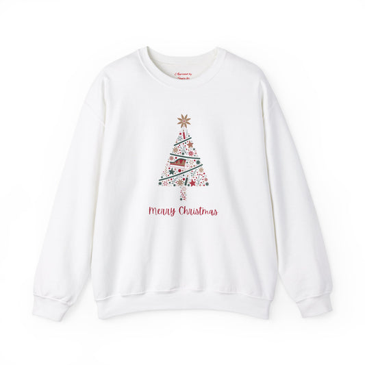 Unisex Heavy Blend Crewneck Sweatshirt Merry Christmas Tree Design 🎄✨