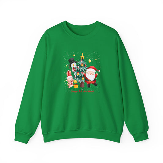 Unisex Heavy Blend Crewneck Sweatshirt Jingle All The Way with Santa and the crew 🎄⛄️✨