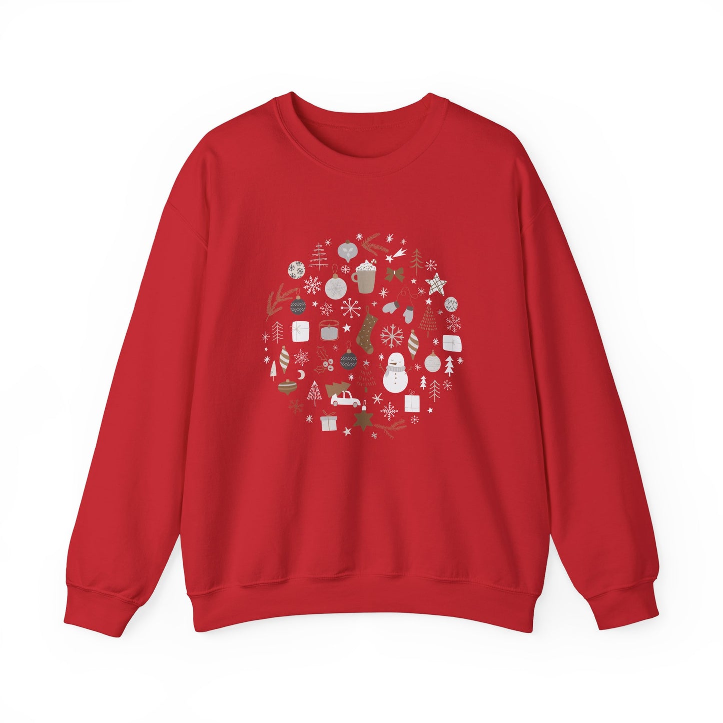 Unisex Heavy Blend Crewneck Sweatshirt Festive Holiday Round Collage 🎄☃️❄️