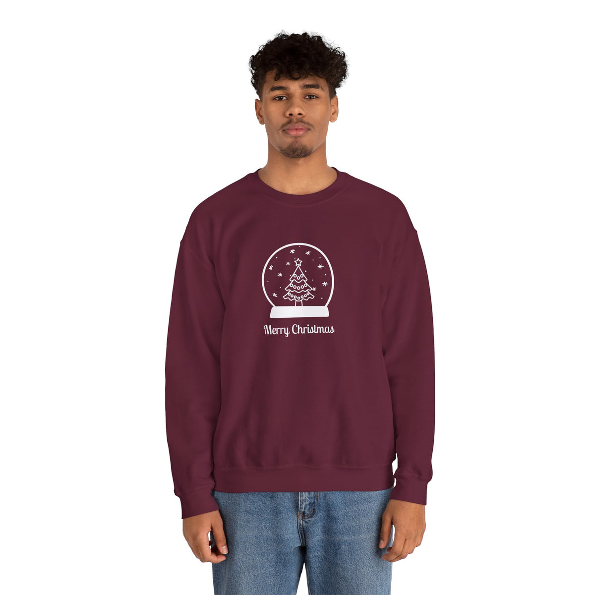 Snow Globe with Merry Christmas 🎄❄️✨ Unisex Heavy Blend Crewneck Sweatshirt