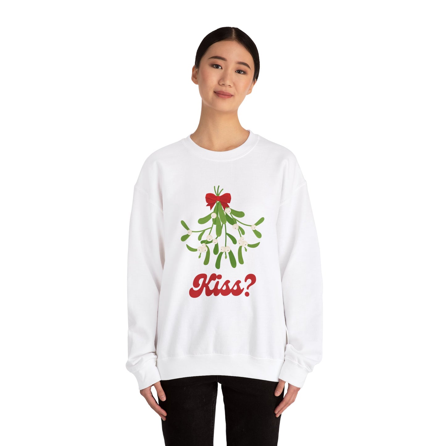 Unisex Heavy Blend Crewneck Sweatshirt Mistletoe Kiss? Yes! 💋🌿✨