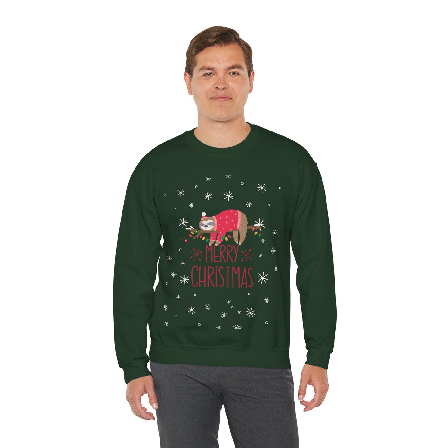 Merry Christmas Sloth 🎄🦥✨ Unisex Heavy Blend Crewneck Sweatshirt