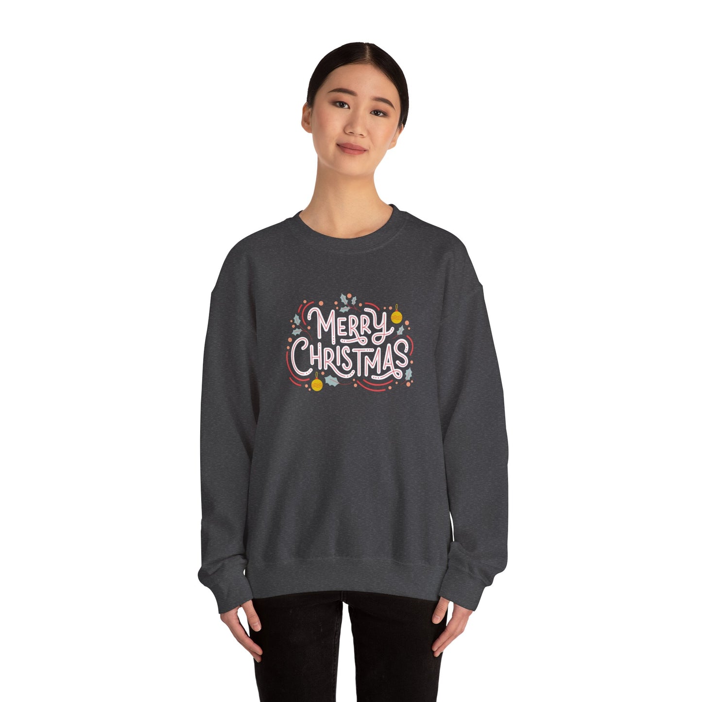 Unisex Heavy Blend Crewneck Sweatshirt Beautiful Merry Christmas Design 🎄✨
