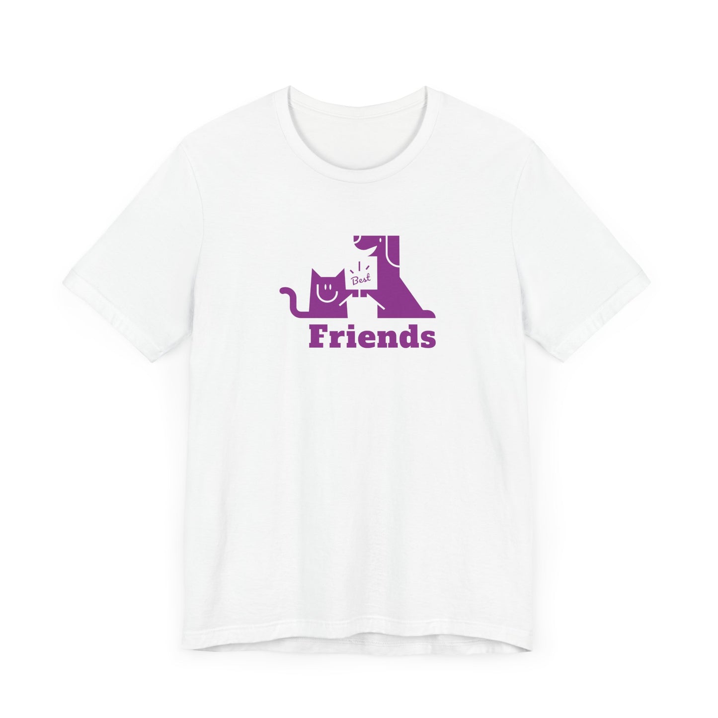 Unisex Jersey Short Sleeve Tee Cat & Dog Hi-5 Each Other Best Friends Purple Print