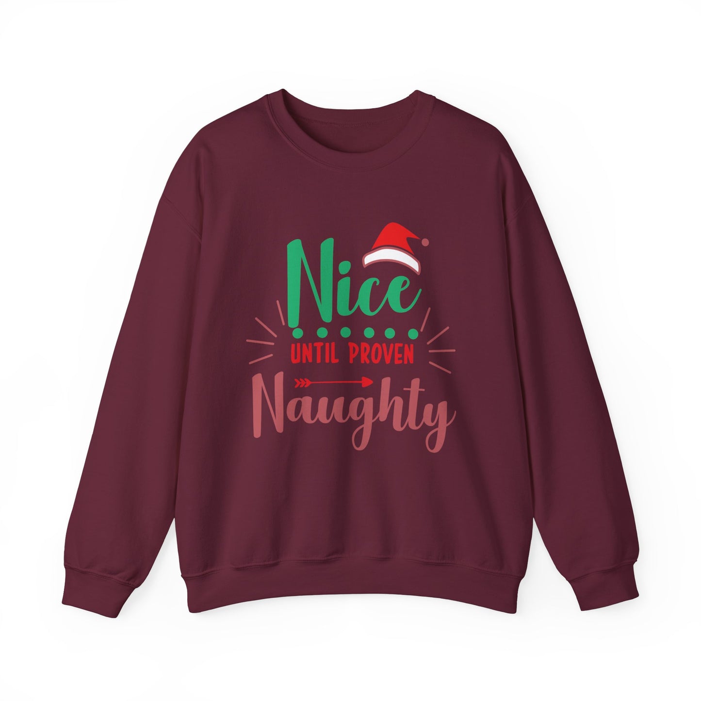 Unisex Heavy Blend Crewneck Sweatshirt Nice Until Proven Naughty 🎄😈✨