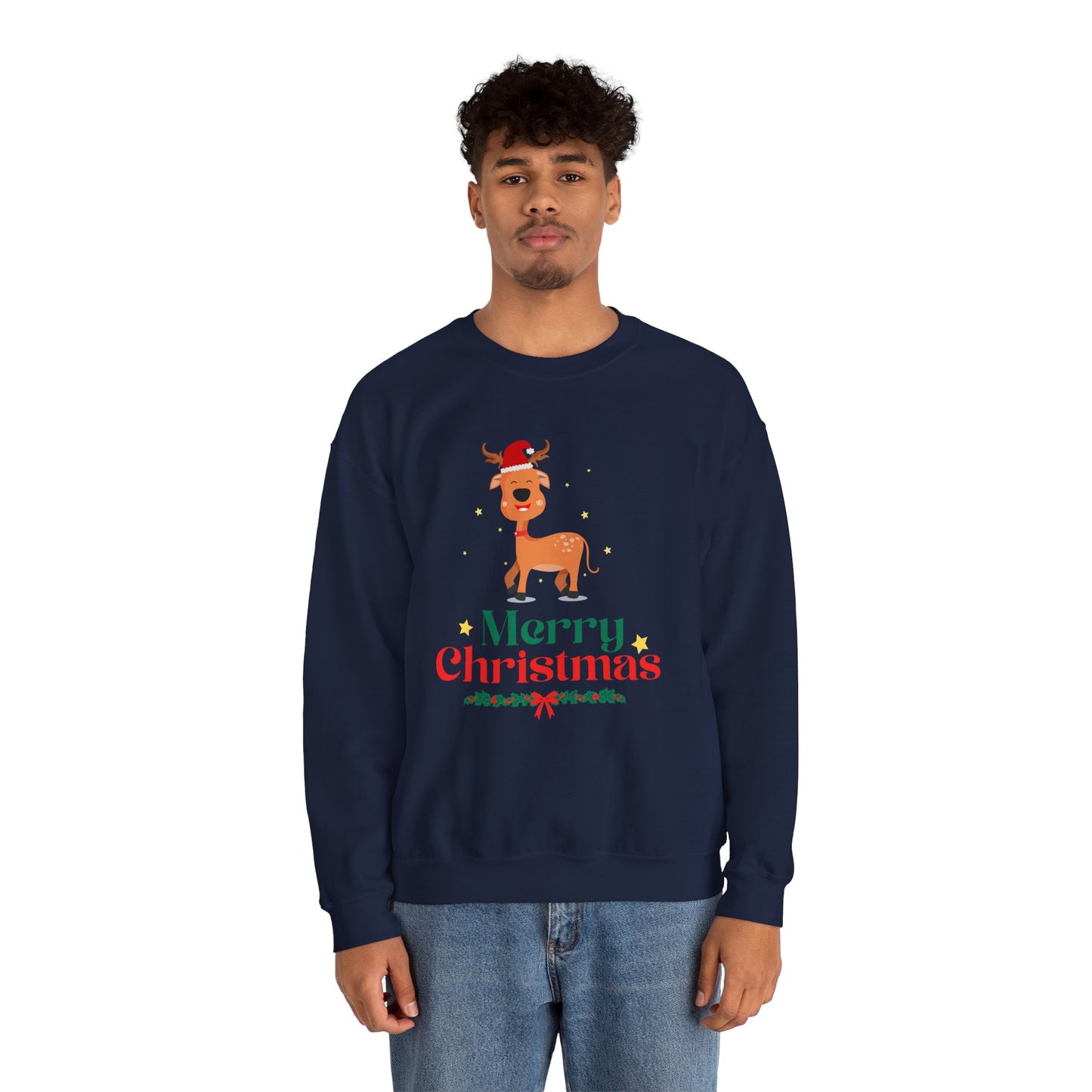Merry Christmas Reindeer 🎄🦌✨ Unisex Heavy Blend Crewneck Sweatshirt