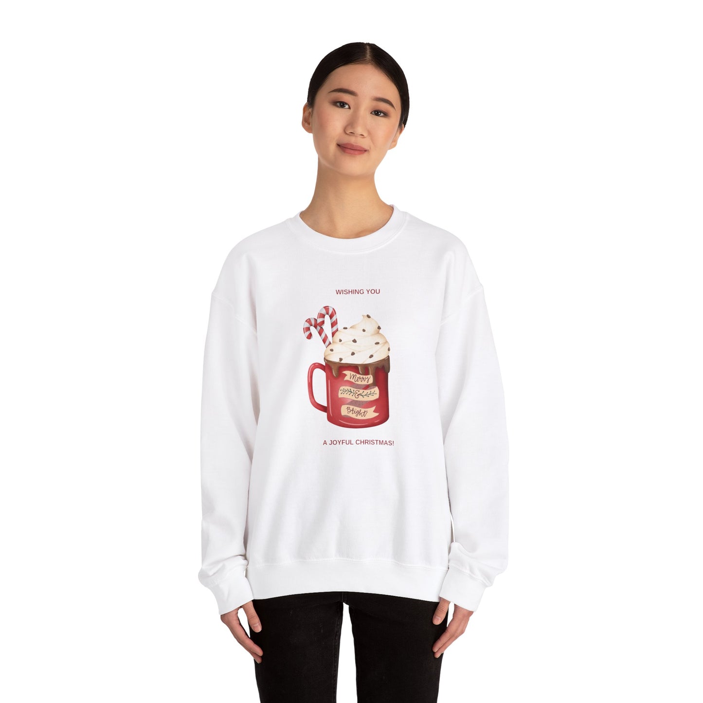 Unisex Heavy Blend Crewneck Sweatshirt Wishing You A Joyful Christmas ☕️🍬✨