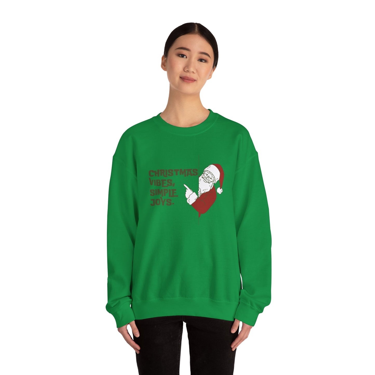 Unisex Heavy Blend Crewneck Sweatshirt Christmas Vibes Simple Joys with Santa 🎅✨