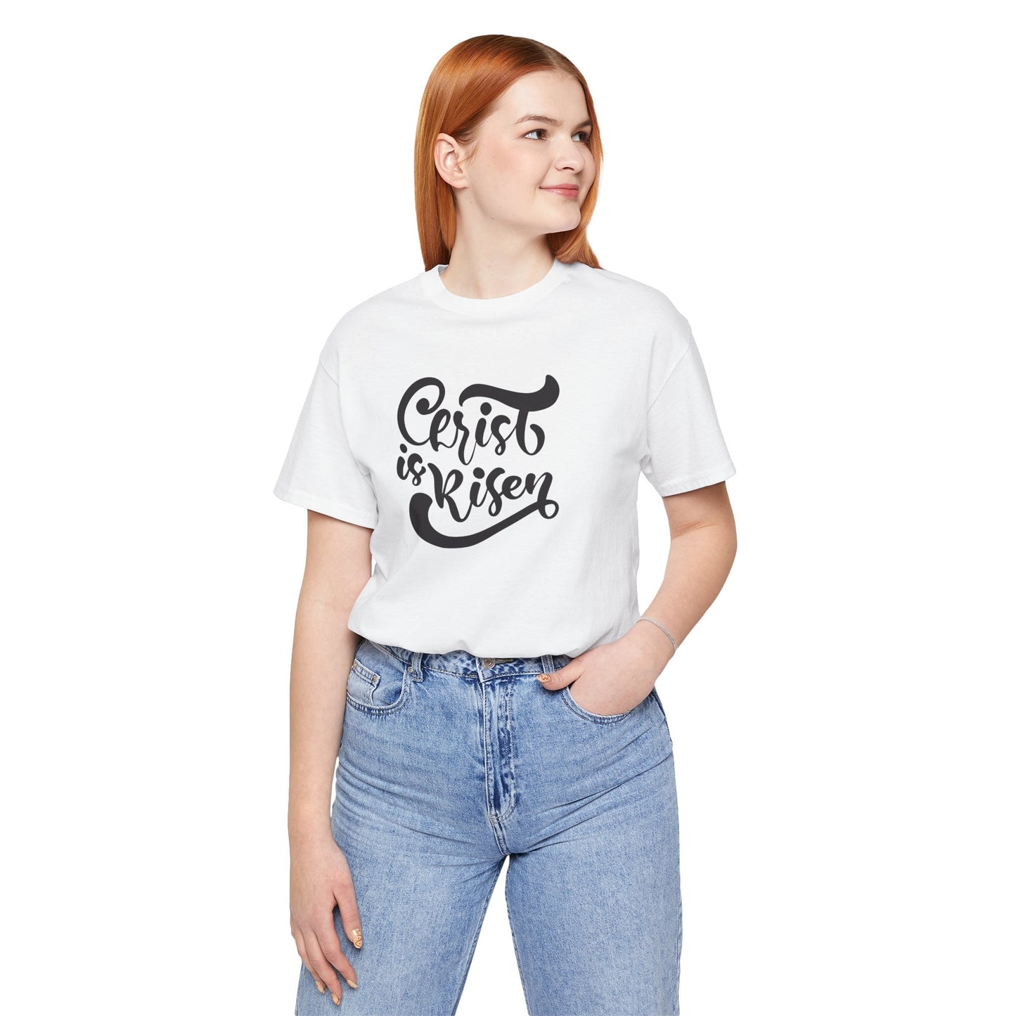 Christ is Risen Black Print Unisex Jersey Short Sleeve Tee
