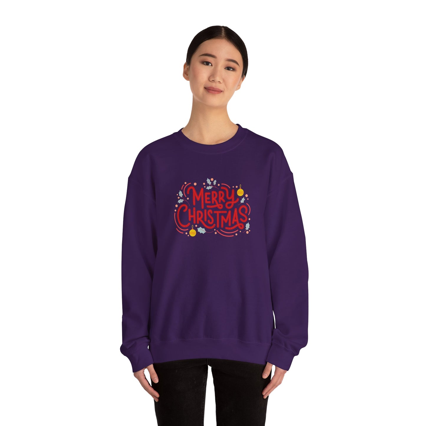 Unisex Heavy Blend Crewneck Sweatshirt Beautiful Merry Christmas Design 🎄✨