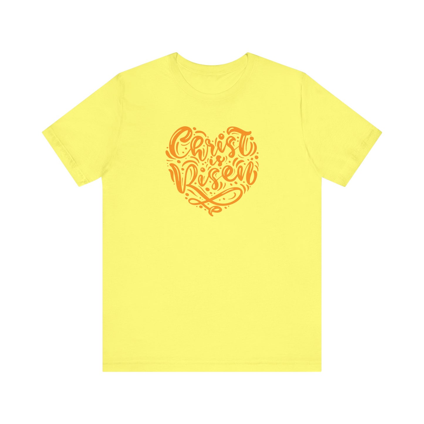 Christ is Risen Heart Shaped Orange Print Unisex Jersey Short Sleeve Tee