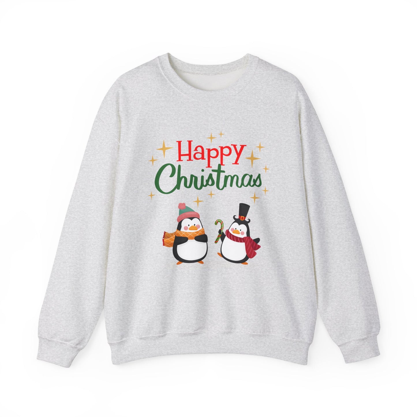 Unisex Heavy Blend Crewneck Sweatshirt Happy Christmas with Penguins 🎄🐧✨