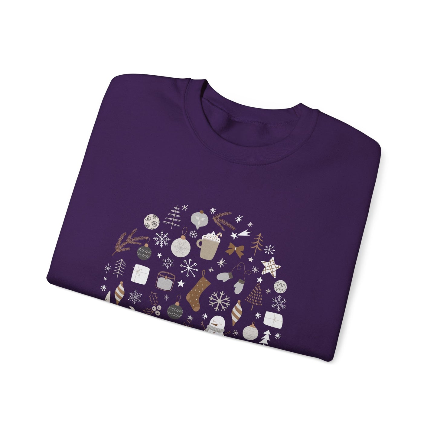 Unisex Heavy Blend Crewneck Sweatshirt Festive Holiday Round Collage 🎄☃️❄️