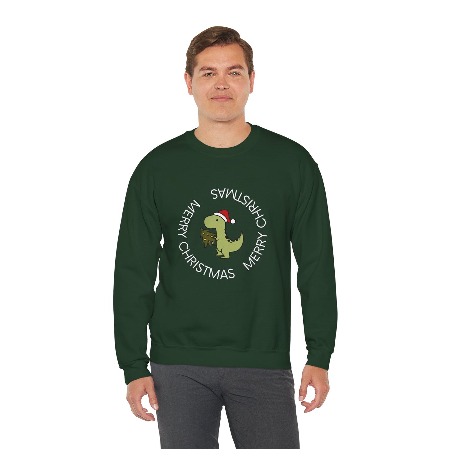 Dino-Merry Christmas 🎄🦖🎅 Unisex Heavy Blend Crewneck Sweatshirt