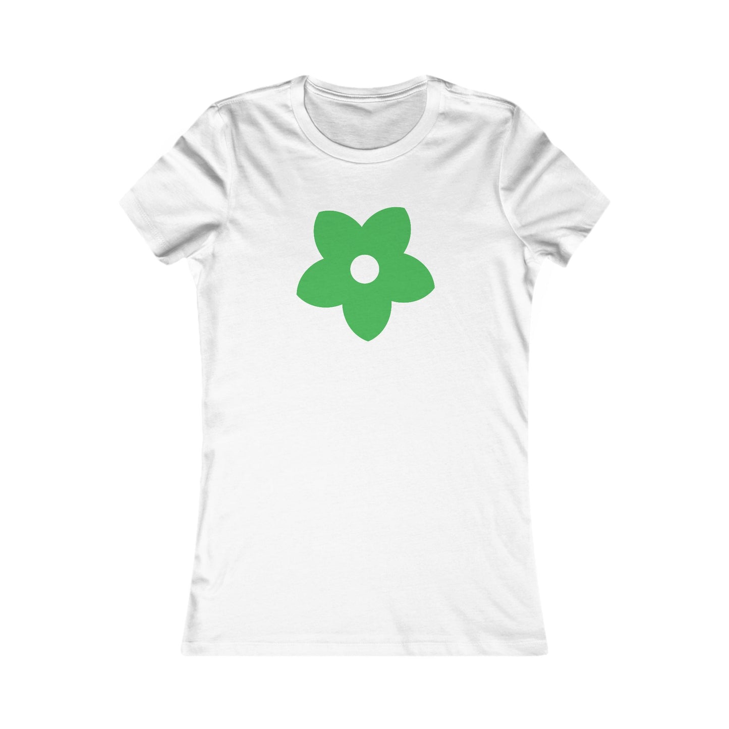 Women's Favorite T-Shirt "Petals of Joy" Playful 5-Petal Flower Design Green Print