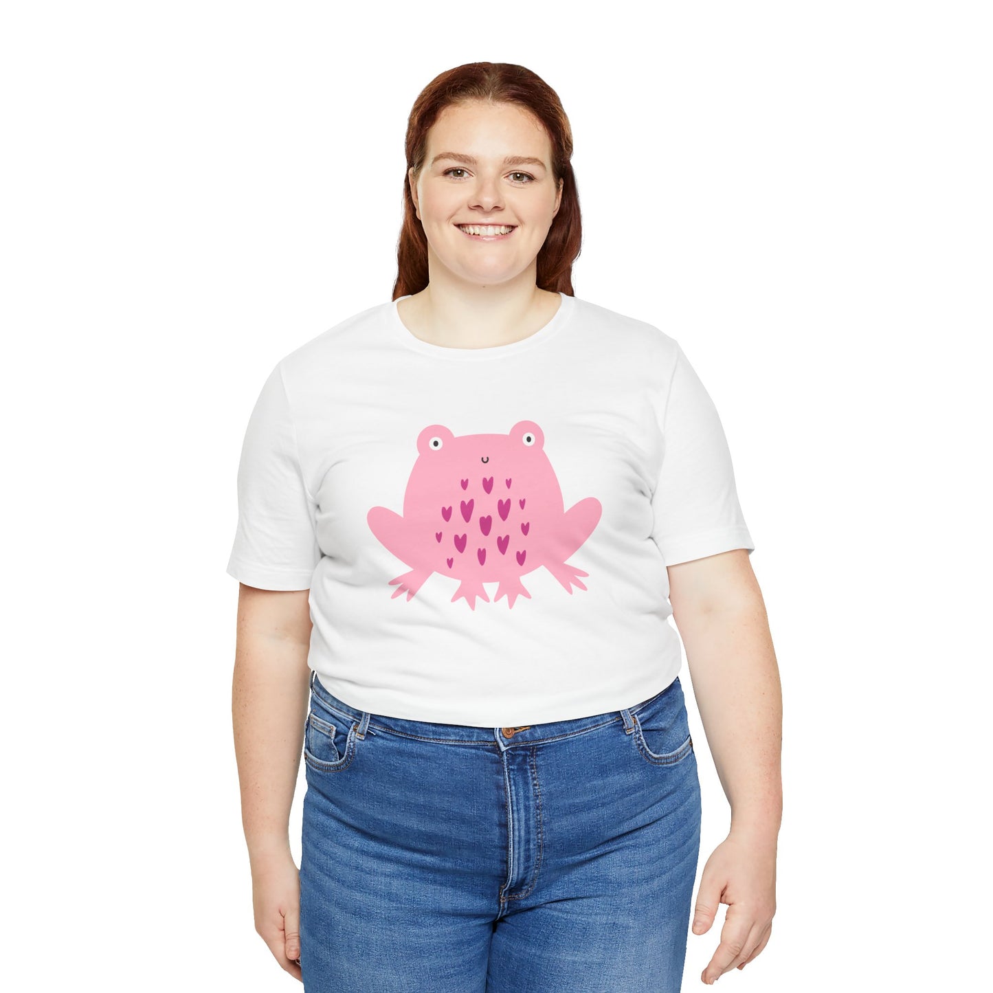 Adorable Pink Frog with Hearts Unisex Jersey Short Sleeve Tee