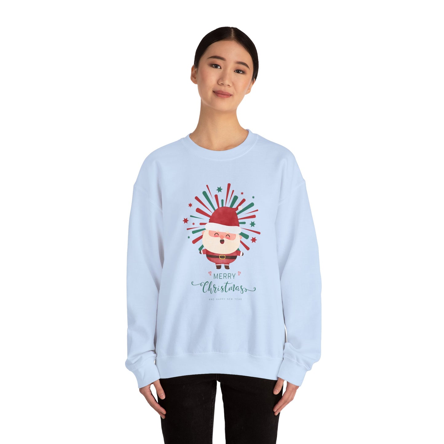 Unisex Heavy Blend Crewneck Sweatshirt Merry Christmas & Happy New Year with Santa 🎅🎉✨