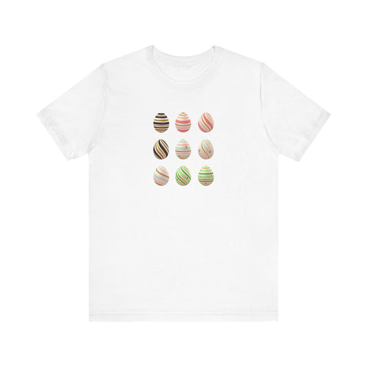 Unisex Jersey Short Sleeve Tee "Egg-stravaganza" Colorful Easter Egg Trio Rows