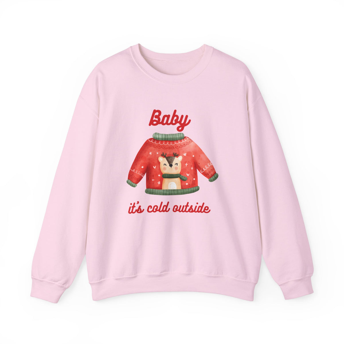 Unisex Heavy Blend Crewneck Sweatshirt Baby It's Cold Outside Reindeer 🎄❄️❤️