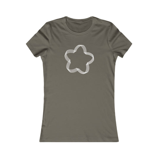Women's Favorite T-Shirt "Geometric Petal Play" Whimsical 5-Petal Flower White Print