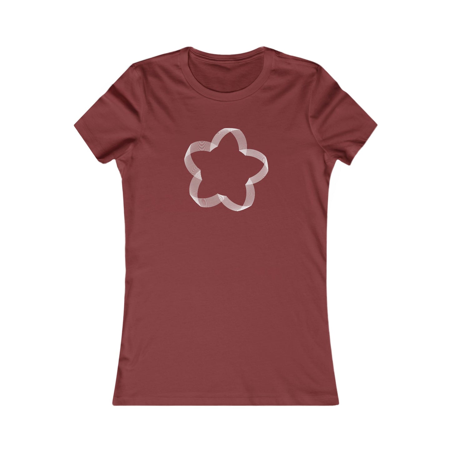 Women's Favorite T-Shirt "Geometric Petal Play" Whimsical 5-Petal Flower White Print