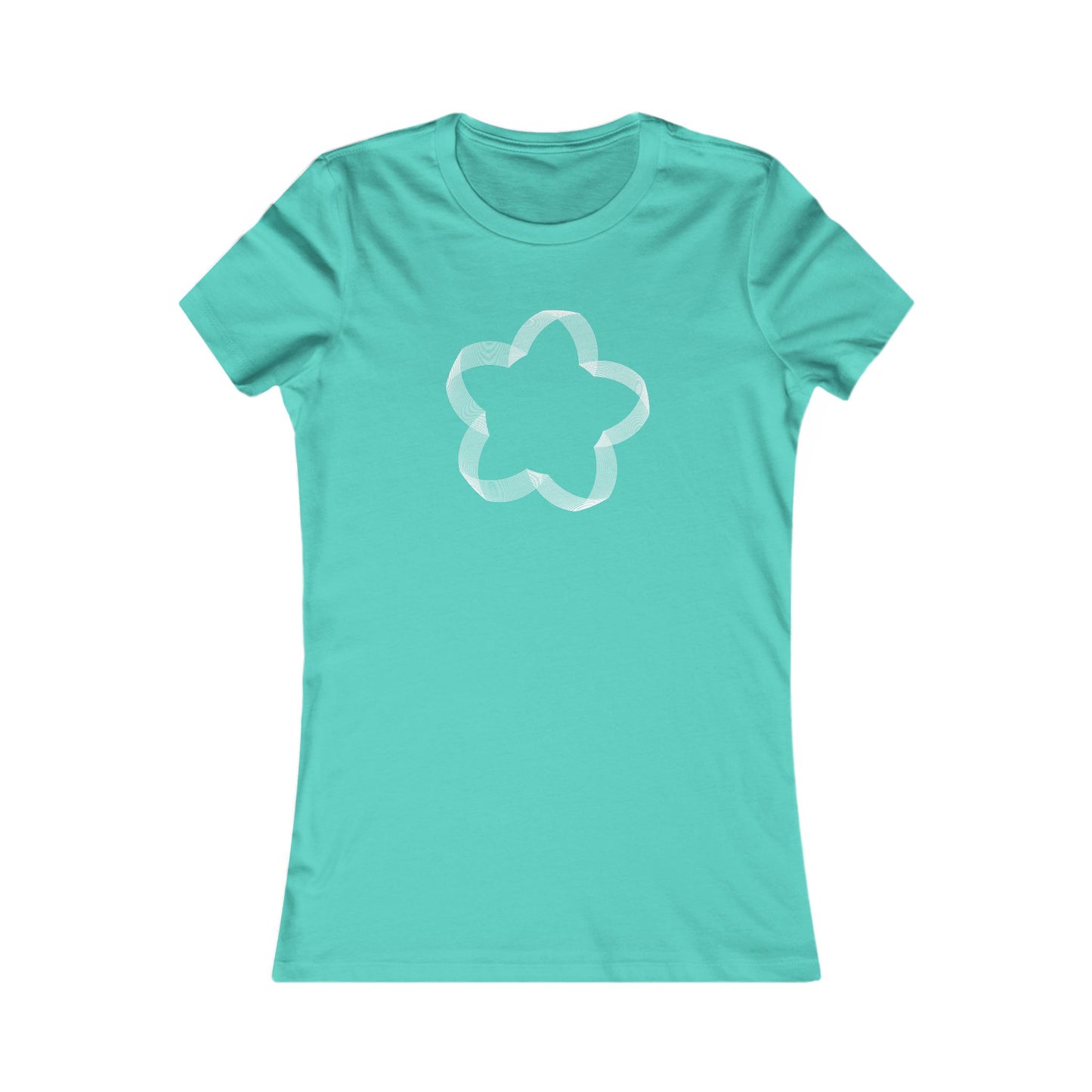 Women's Favorite T-Shirt "Geometric Petal Play" Whimsical 5-Petal Flower White Print