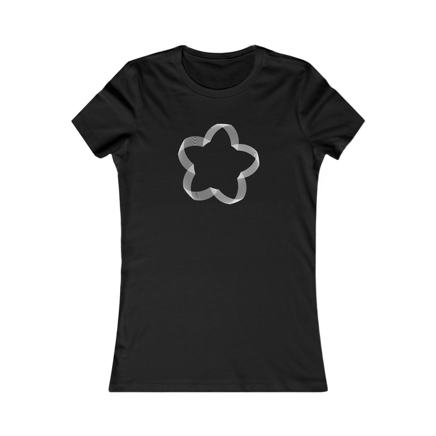 Women's Favorite T-Shirt "Geometric Petal Play" Whimsical 5-Petal Flower White Print