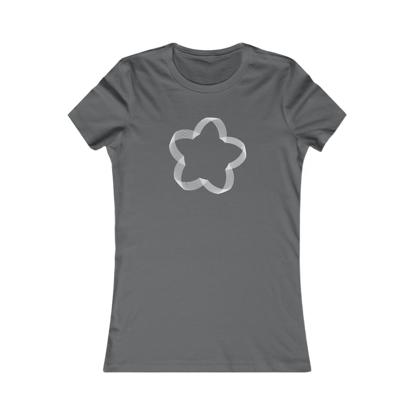 Women's Favorite T-Shirt "Geometric Petal Play" Whimsical 5-Petal Flower White Print