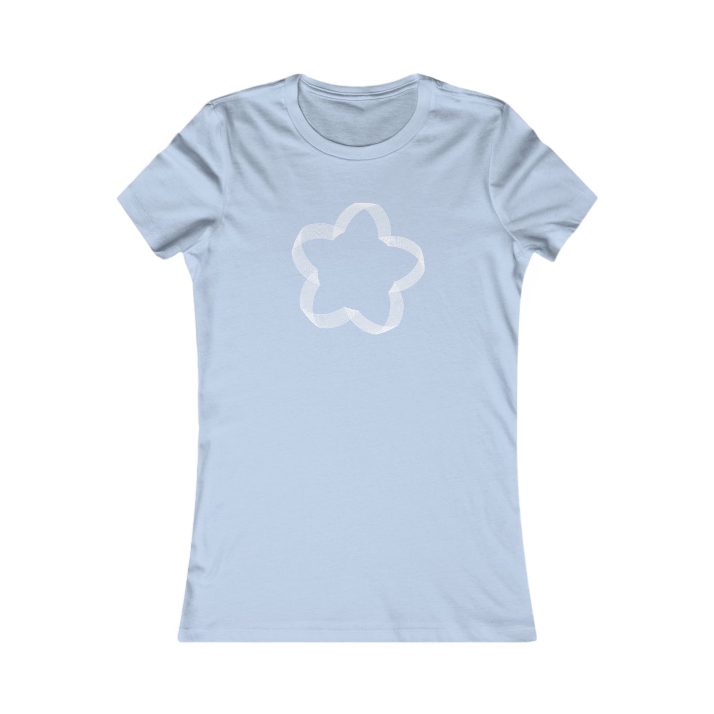 Women's Favorite T-Shirt "Geometric Petal Play" Whimsical 5-Petal Flower White Print