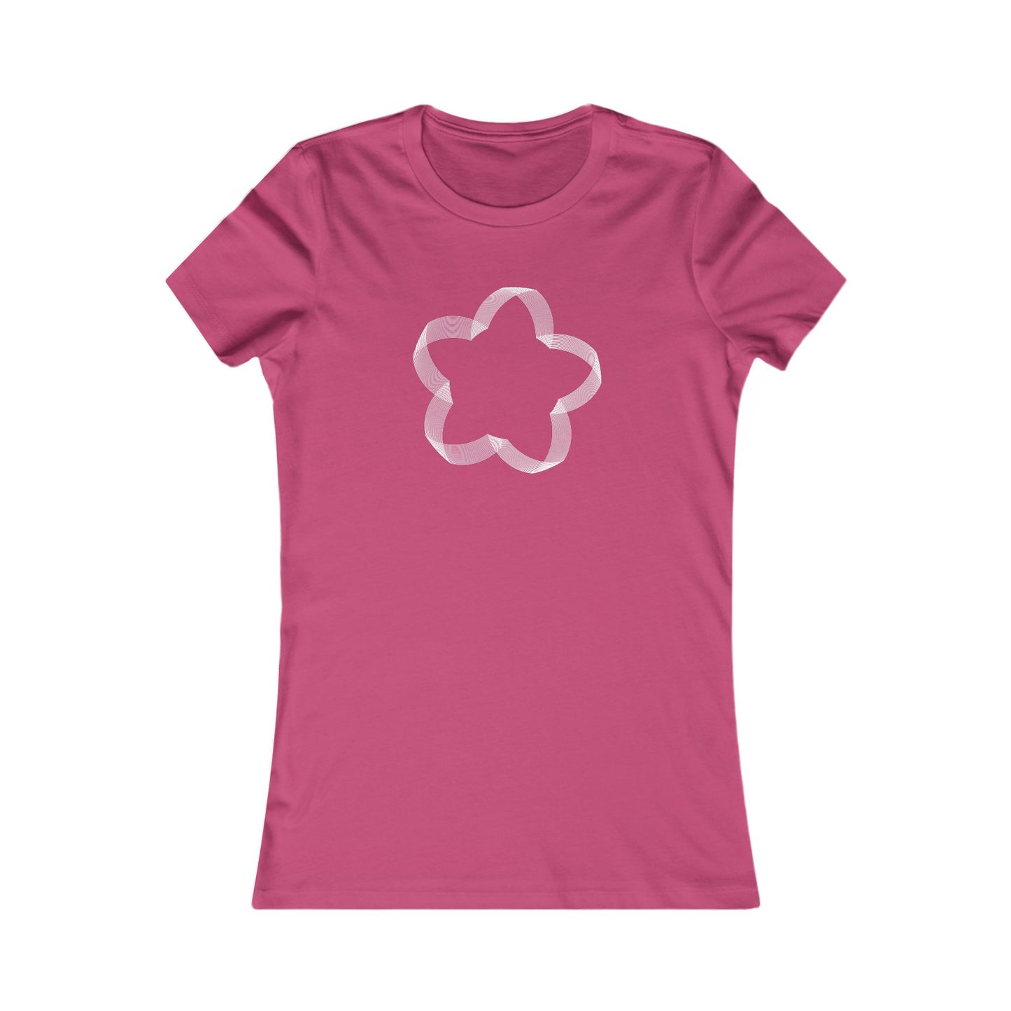 Women's Favorite T-Shirt "Geometric Petal Play" Whimsical 5-Petal Flower White Print