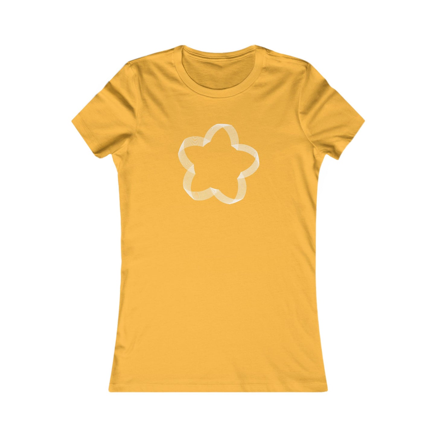 Women's Favorite T-Shirt "Geometric Petal Play" Whimsical 5-Petal Flower White Print