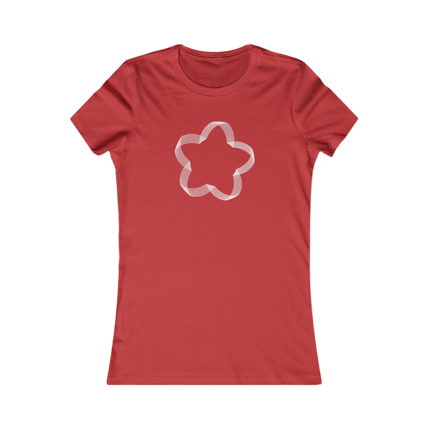 Women's Favorite T-Shirt "Geometric Petal Play" Whimsical 5-Petal Flower White Print