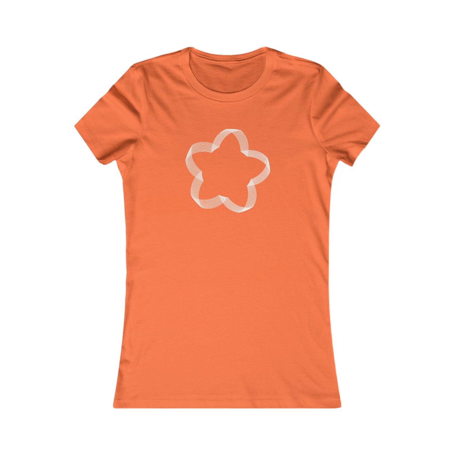 Women's Favorite T-Shirt "Geometric Petal Play" Whimsical 5-Petal Flower White Print