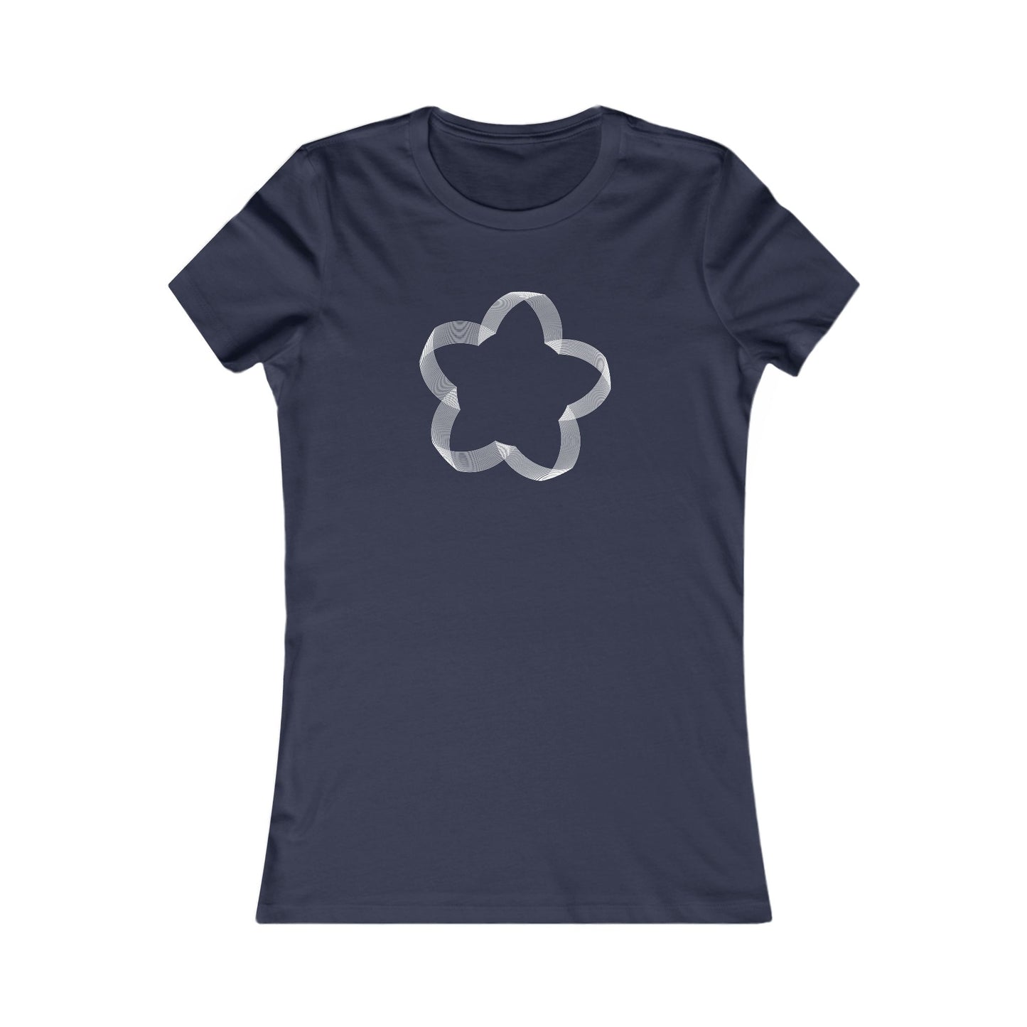 Women's Favorite T-Shirt "Geometric Petal Play" Whimsical 5-Petal Flower White Print
