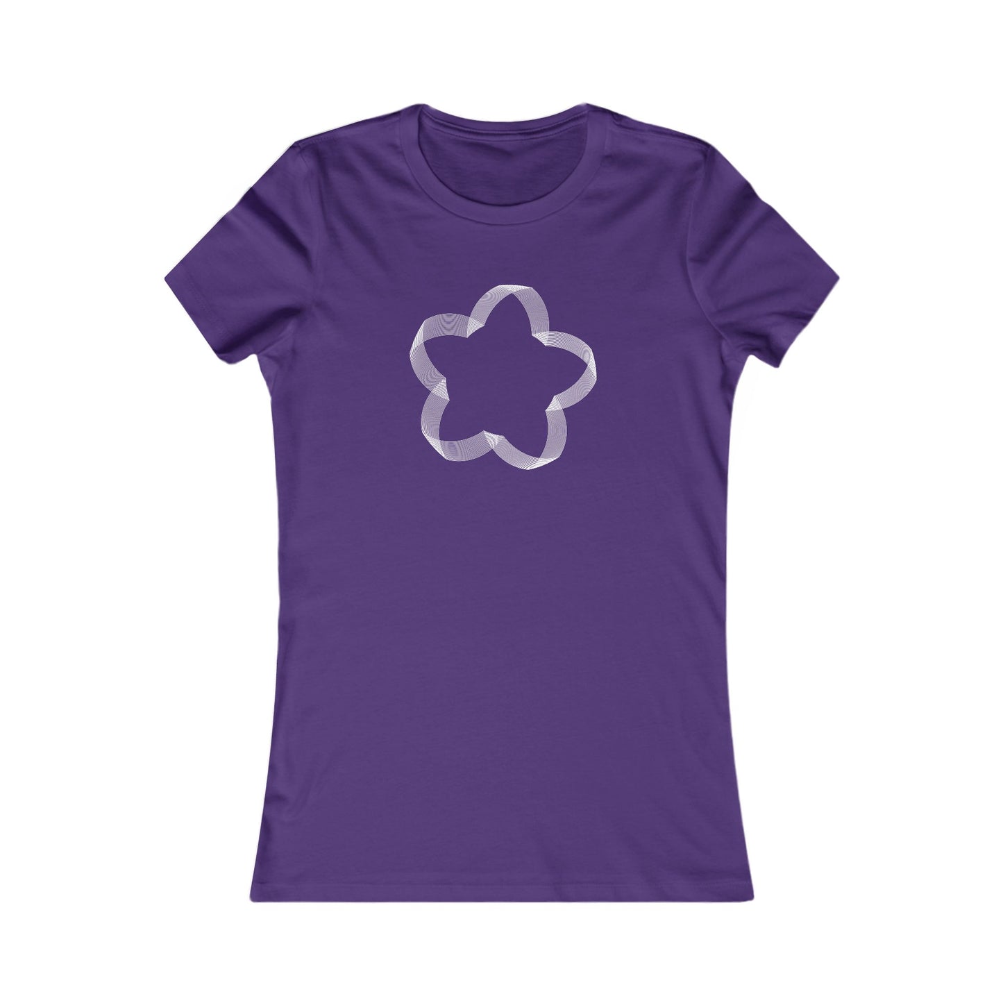 Women's Favorite T-Shirt "Geometric Petal Play" Whimsical 5-Petal Flower White Print