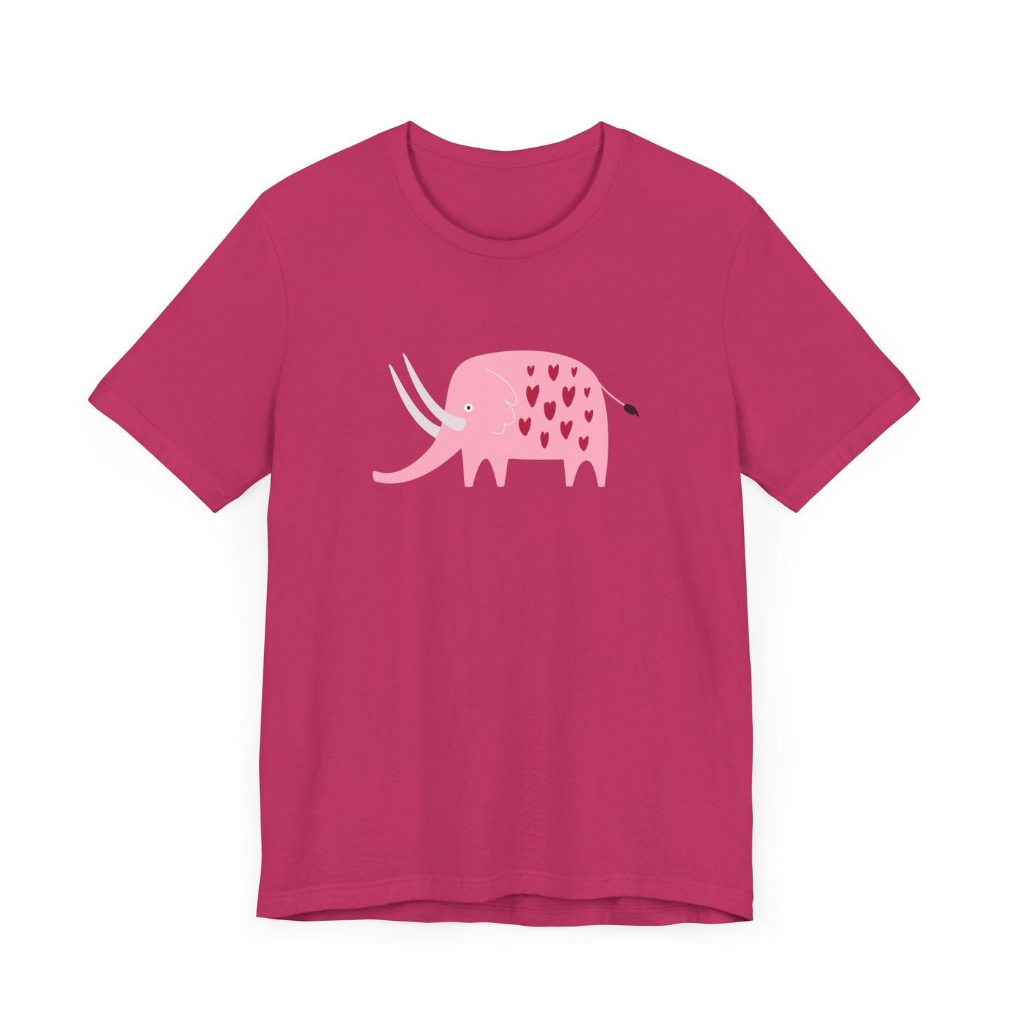 Unisex Jersey Short Sleeve Tee "Lovely Pink Pachyderm" Adorable Elephant with Hearts