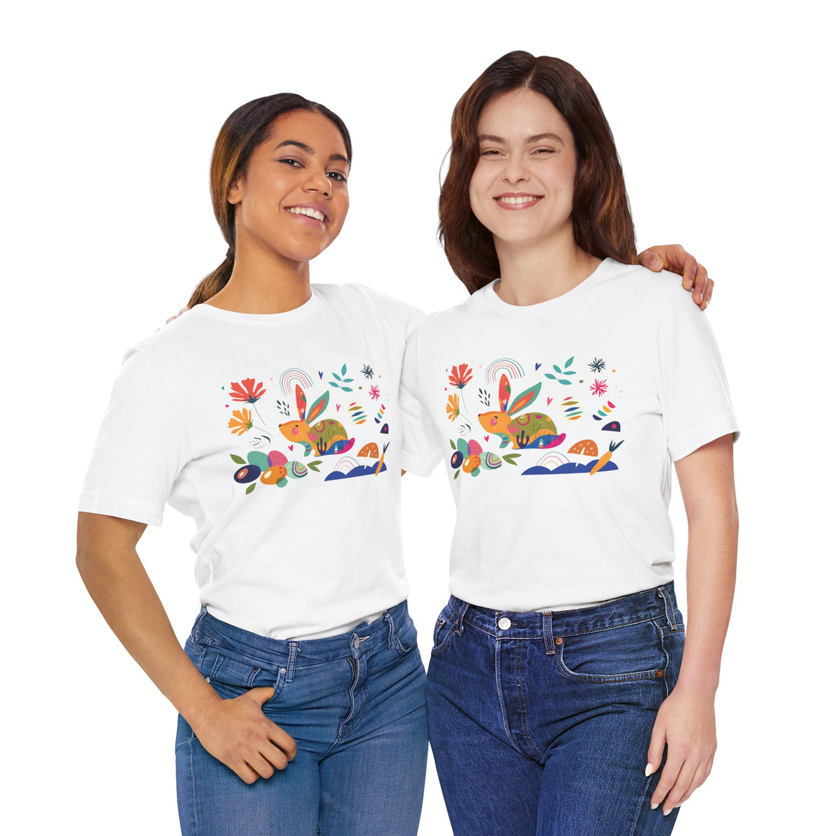 Hoppy Easter Colorful Boho Spring Collage Unisex Jersey Short Sleeve Tee