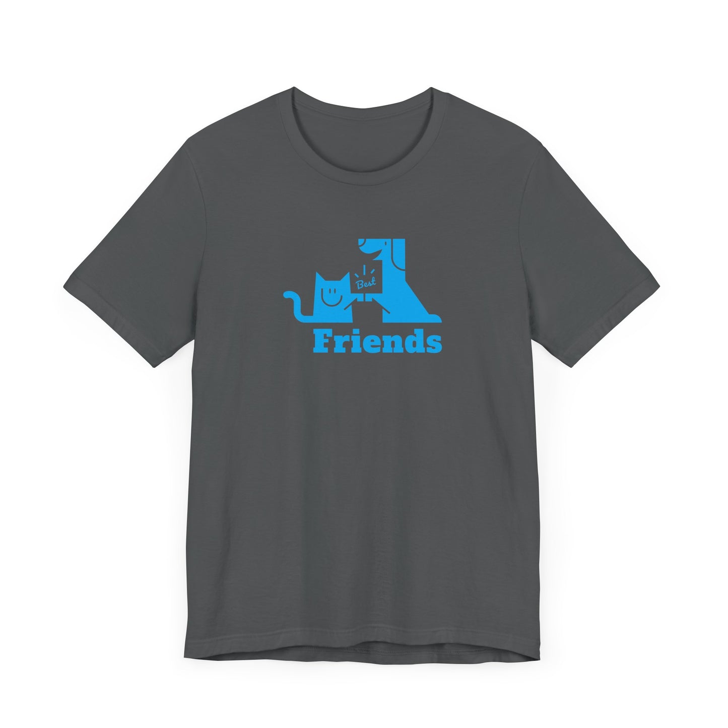 Cat & Dog Hi-5 Each Other Best Friends Blue Print Unisex Jersey Short Sleeve Tee