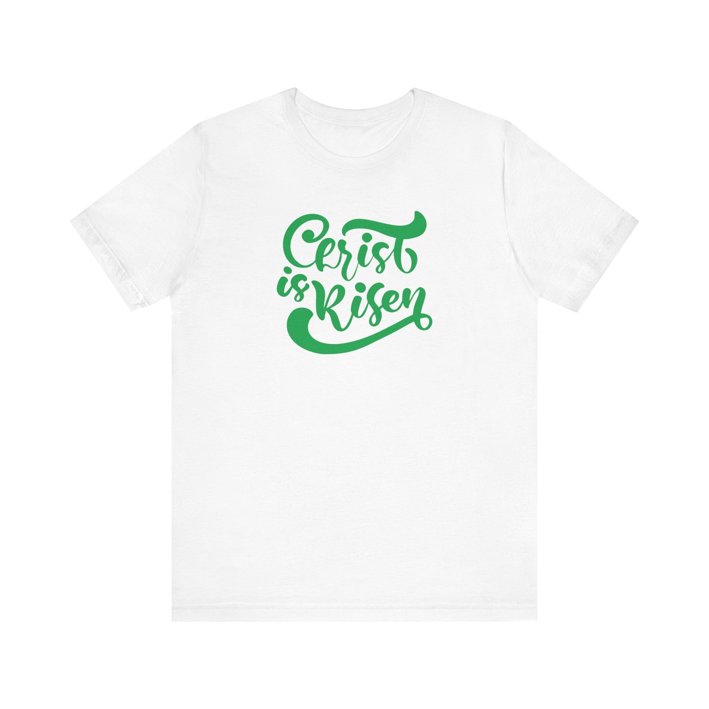 Unisex Jersey Short Sleeve Tee Easter 'Christ is Risen' Green Print